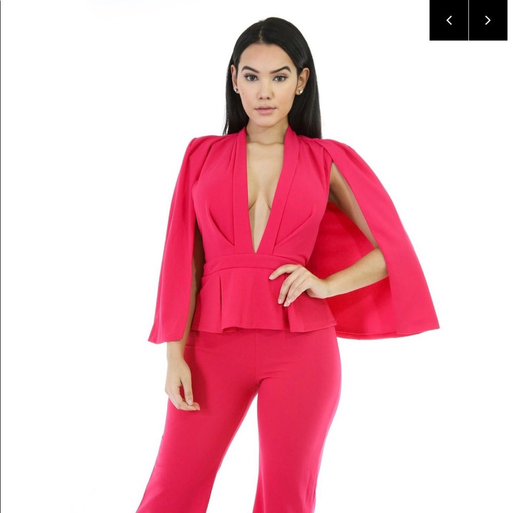 Pink Cape Overlay Jumpsuit